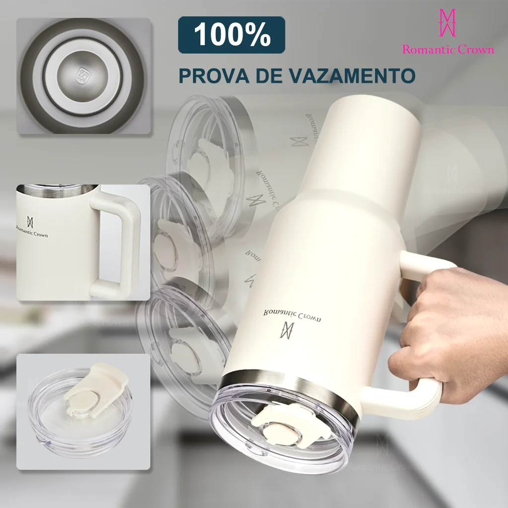 romantic crown copo térmico inox portátil 1200ml/1.2l garrafa térmica inoxidável com tampa e canudo romantic crown copo térmico inox portátil 1200ml/1.2l garrafa térmica inoxidável com tampa e canudo